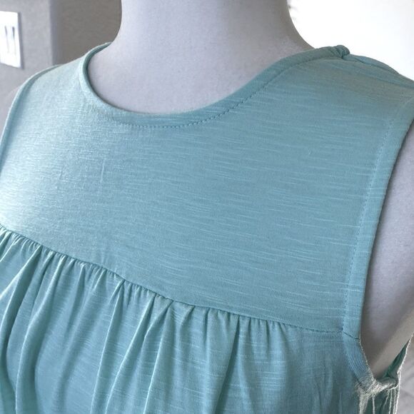 Belle Du Jour Tiered Tank Top Aqua NWT Crew Neck Sleeveless Boho Tier Spring S - Picture 7 of 11